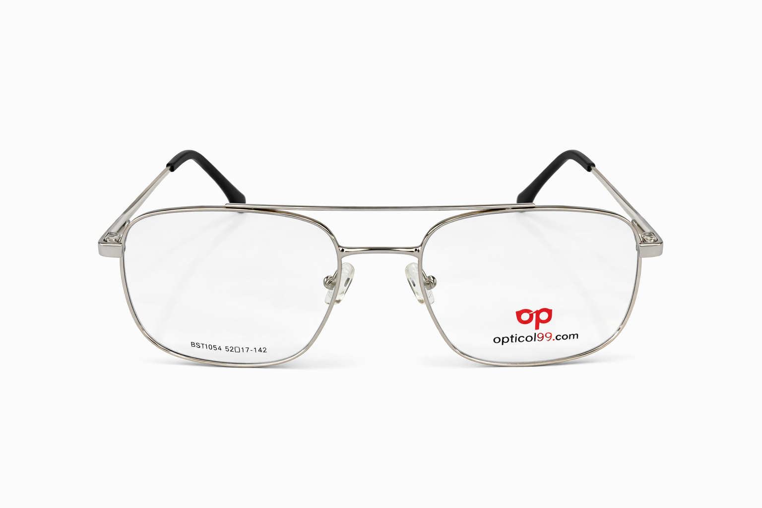 Opticals99 Metal Double-Bar Silver Eyeglasses