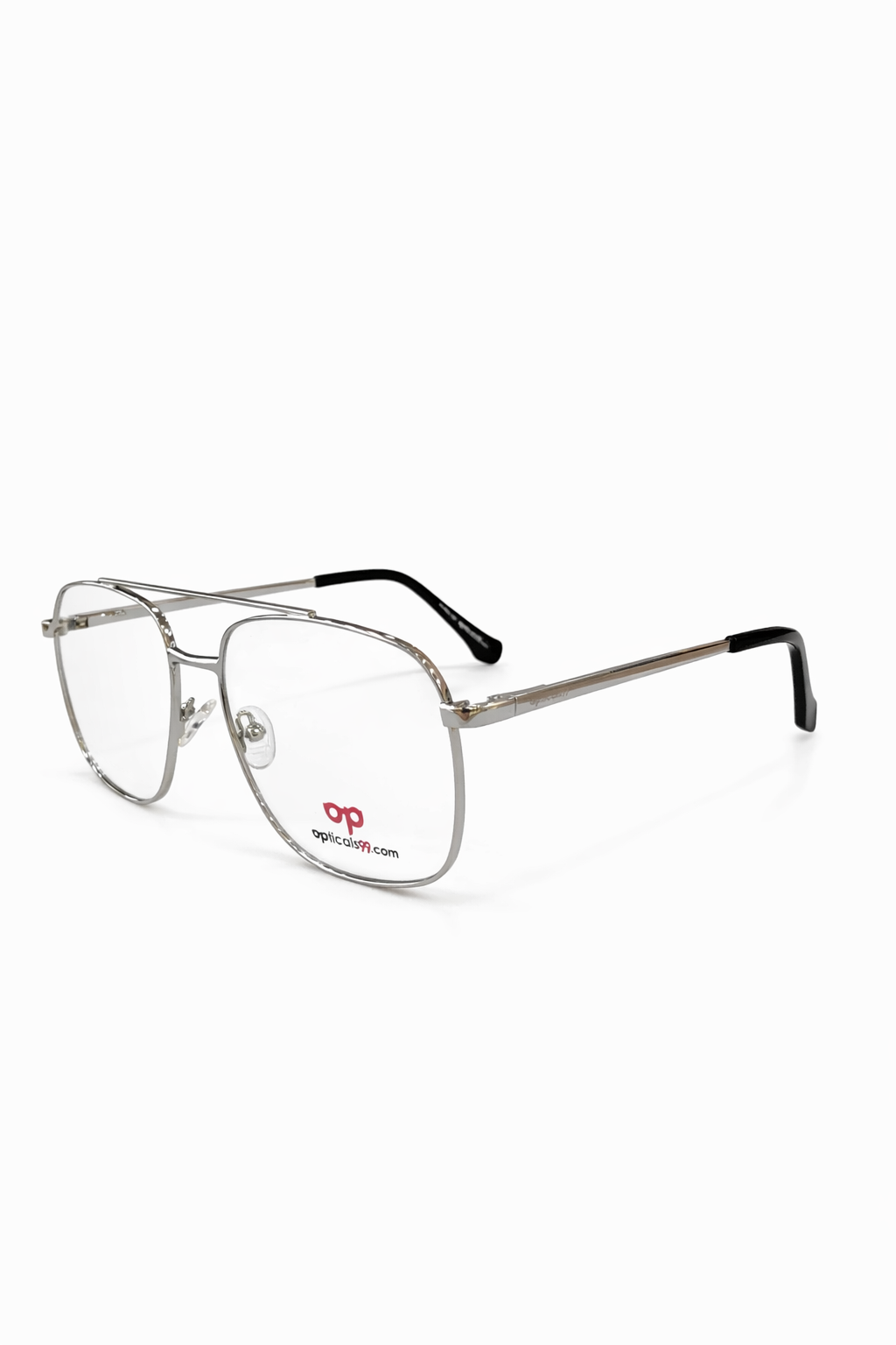 Opticals99 Metal Double-Bar Silver Eyeglasses view 2